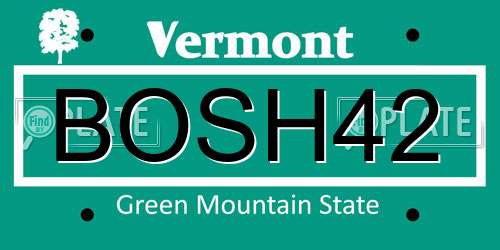 BOSH42 Vermont License Plate