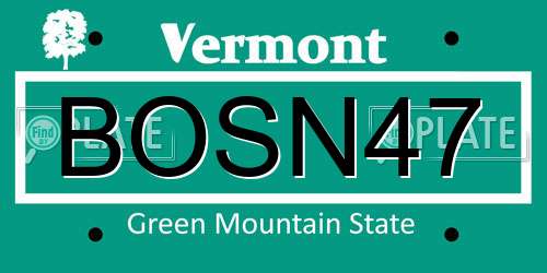 BOSN47 Vermont License Plate