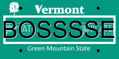 BOSSSSE Vermont License Plate