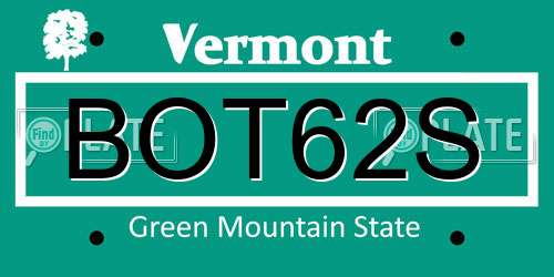 BOT62S Vermont License Plate