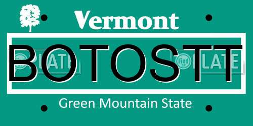 BOTOSTT Vermont License Plate