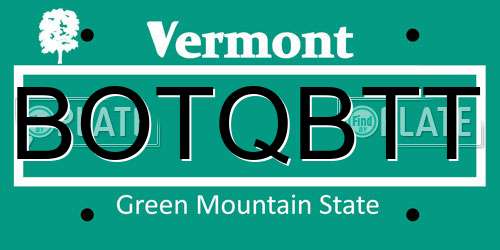 BOTQBTT Vermont License Plate