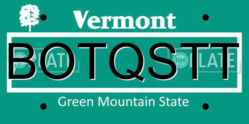 BOTQSTT Vermont License Plate