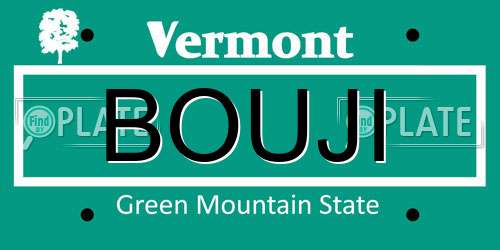 BOUJI Vermont License Plate