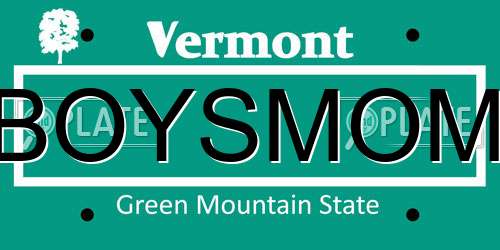 BOYSMOM Vermont License Plate