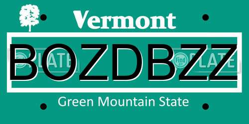 BOZDBZZ Vermont License Plate
