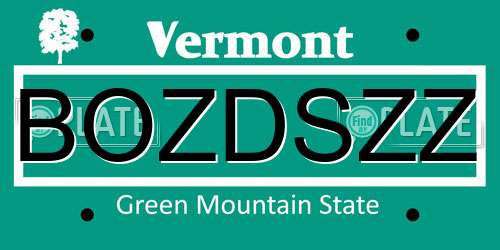 BOZDSZZ Vermont License Plate