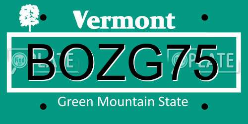 BOZG75 Vermont License Plate