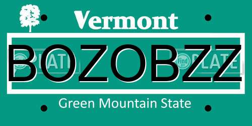 BOZOBZZ Vermont License Plate