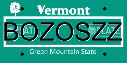 BOZOSZZ Vermont License Plate