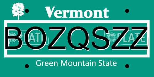 BOZQSZZ Vermont License Plate