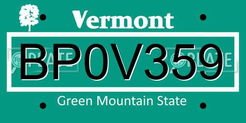 BP0V359 Vermont License Plate