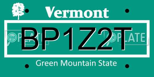 BP1Z2T Vermont License Plate