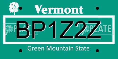 BP1Z2Z Vermont License Plate