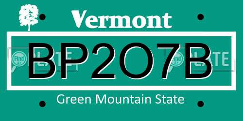 BP2O7B Vermont License Plate