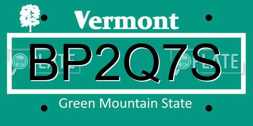 BP2Q7S Vermont License Plate