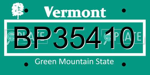 BP35410 Vermont License Plate