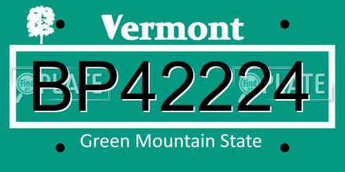 BP42224 Vermont License Plate