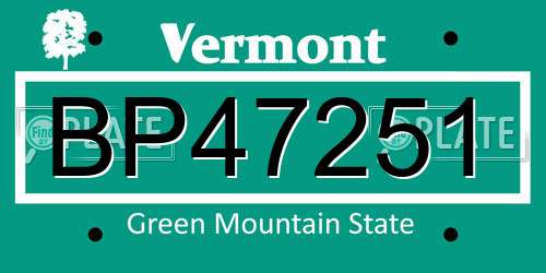 BP47251 Vermont License Plate