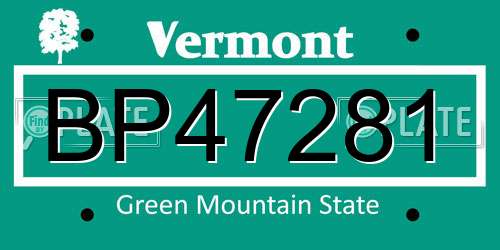 BP47281 Vermont License Plate