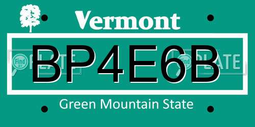 BP4E6B Vermont License Plate
