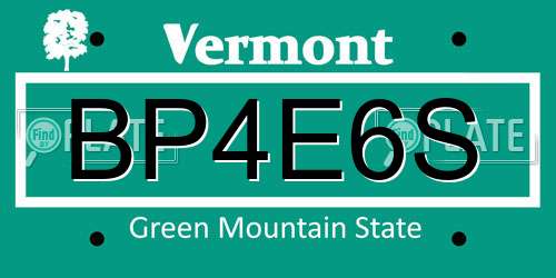 BP4E6S Vermont License Plate