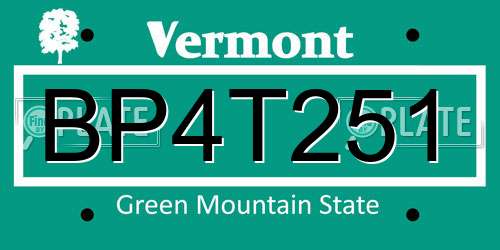 BP4T251 Vermont License Plate