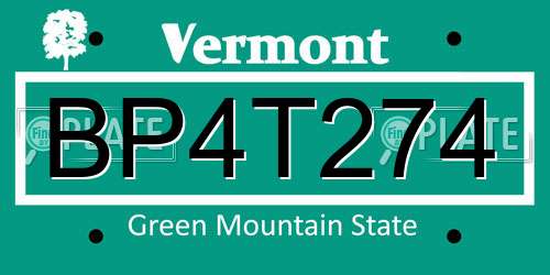 BP4T274 Vermont License Plate