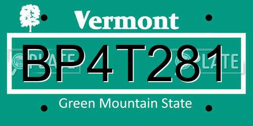 BP4T281 Vermont License Plate