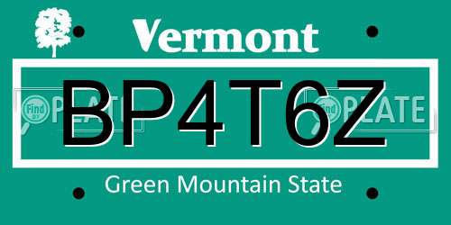 BP4T6Z Vermont License Plate