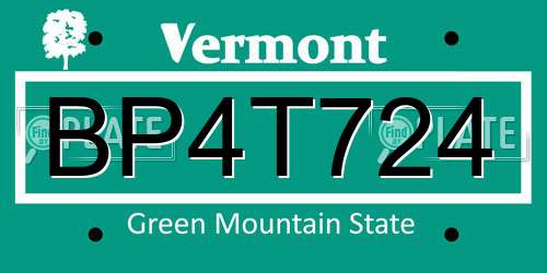 BP4T724 Vermont License Plate