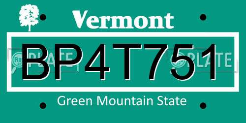 BP4T751 Vermont License Plate