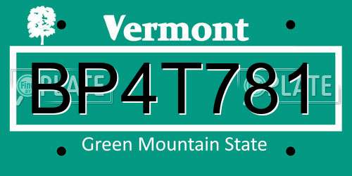 BP4T781 Vermont License Plate