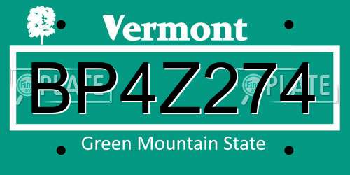 BP4Z274 Vermont License Plate