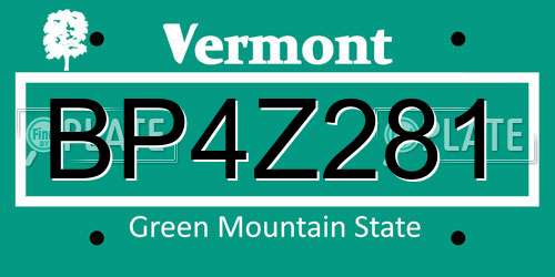 BP4Z281 Vermont License Plate