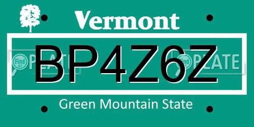 BP4Z6Z Vermont License Plate