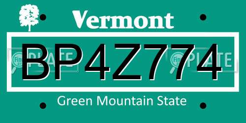 BP4Z774 Vermont License Plate