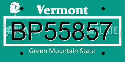 BP55857 Vermont License Plate