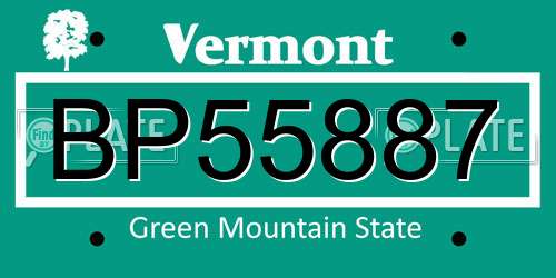 BP55887 Vermont License Plate
