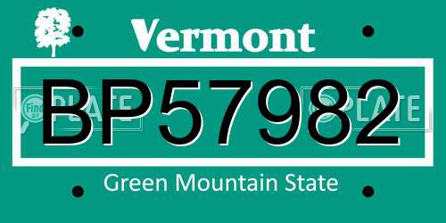 BP57982 Vermont License Plate