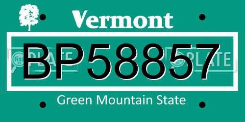 BP58857 Vermont License Plate