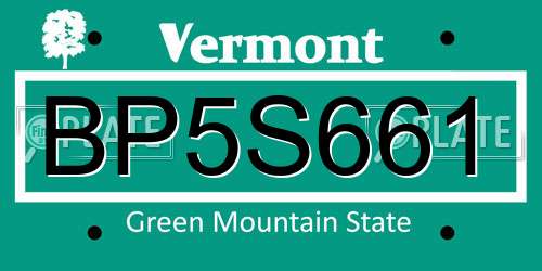 BP5S661 Vermont License Plate