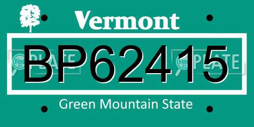 BP62415 Vermont License Plate