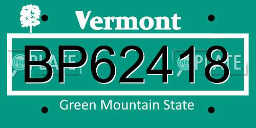 BP62418 Vermont License Plate