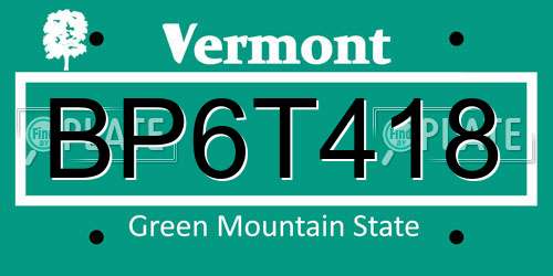 BP6T418 Vermont License Plate