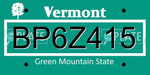 BP6Z415 Vermont License Plate