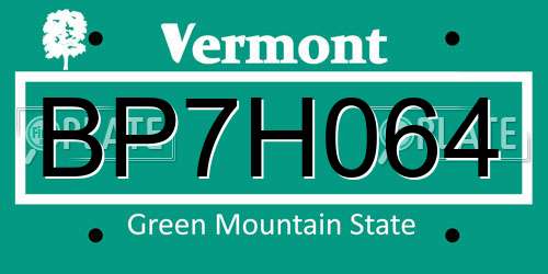 BP7H064 Vermont License Plate
