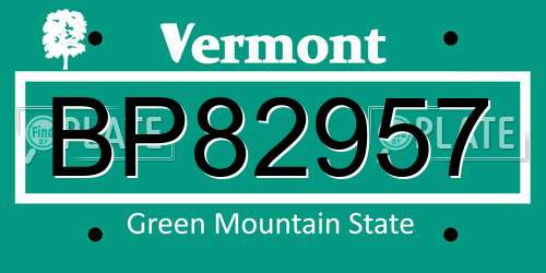 BP82957 Vermont License Plate