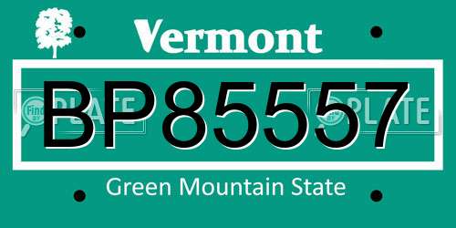 BP85557 Vermont License Plate