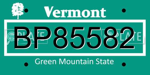BP85582 Vermont License Plate